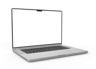 Wall Mural - Laptop blank screen display mockup 3d rendering perspective view on the white background
