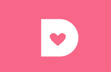 D Pink Love Heart Alphabet Letter Logo Icon. Creative Design For A Dating Site Company Or Business