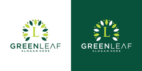 Letter l leaf logo design