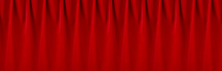 Wall Mural - Red silk curtains with smooth waves as rich abstract theatre background. Banner for design of website, header, cover.