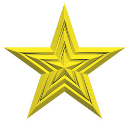Wall Mural - 5 point star - christmas star - yellow single isolated on white - 3d rendering