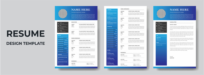 Clean Modern Resume and Cover Letter Layout Vector Template for Business Job Applications, Minimalist resume cv template, Resume design template, cv design, multipurpose resume design