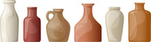 Collection Of Decorative Earth-tone Pottery Or Ceramic Jars