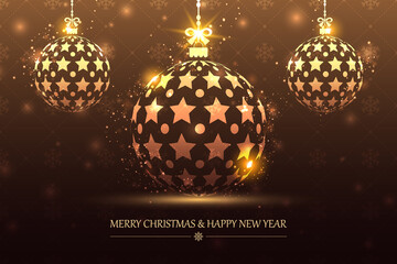 Merry christmas and happy new year card with christmas ball