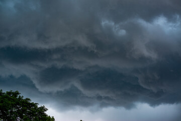 Wall Mural - low angle shot of a dark cloudy sky