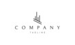 Vector logo on which an abstract image of a simplified image of skyscrapers in a linear style.
