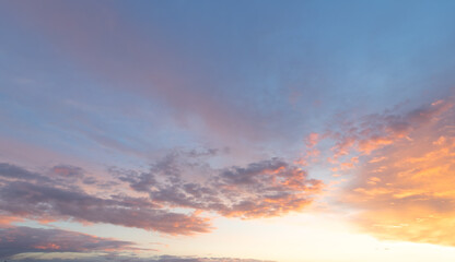 golden hour sky with clouds. ideal for sky replacement in modern photo editing software tools.