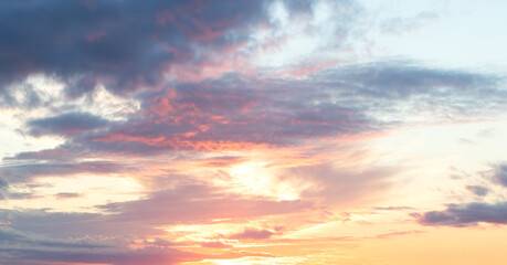 Wall Mural - golden hour sky with clouds. ideal for sky replacement in modern photo editing software tools.