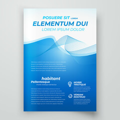 Wall Mural - Flyer Cover design template lines theme blue color background