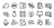 © blankstock - Chat messages, Diploma and Mobile survey line icons set. Secure shield and Money currency exchange. Hold box, Bad weather and Inspiration icons. Vector