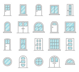 Poster - Doors and windows, illustration, vector, on a white background.