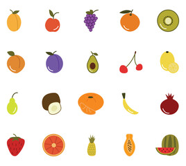 Wall Mural - Fresh sweet fruits, illustration, vector, on a white background.