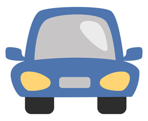 Sticker - Blue family car, illustration, vector, on a white background.