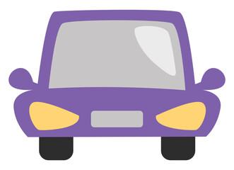 Sticker - Lilac car, illustration, vector, on a white background.