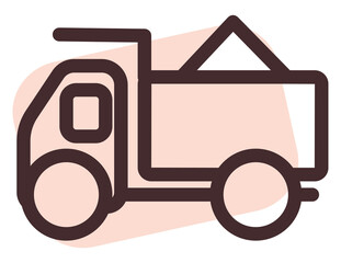 Sticker - Pink dump truck, illustration, vector, on a white background.