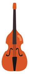 Canvas Print - Wooden double bass, illustration, vector, on a white background.