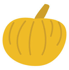 Sticker - Yellow pumpkin, illustration, vector, on a white background.