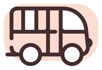 Sticker - Pink travel bus, illustration, vector, on a white background.