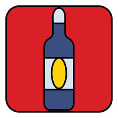 Sticker - Blue champagne bottle, illustration, vector, on a white background.