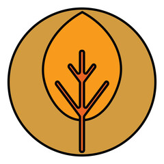 Sticker - Brown leaf, illustration, vector, on a white background.