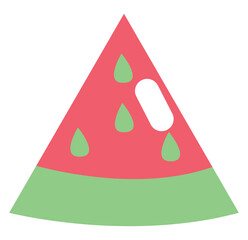 Wall Mural - Watermelon slice, illustration, vector, on a white background.