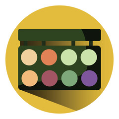 Sticker - Colorful eyeshadow palette, illustration, vector, on a white background.