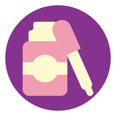 Sticker - Pink cosmetic oil, illustration, vector, on a white background.