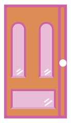 Wall Mural - Brown door with pink glass, illustration, vector, on a white background.