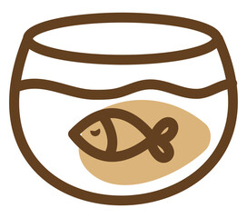 Sticker - Fish in tank, illustration, vector, on a white background.