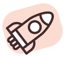 Sticker - Kids toy rocket ship, illustration, vector, on a white background.