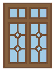 Poster - Two part window, illustration, vector, on a white background.