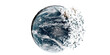 Disintegration of the world globe on white background, fragmented earth. (Elements of this image furnished by NASA)	