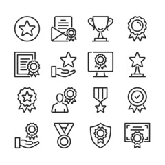 Wall Mural - Award line icons set. Modern thin line design. Outline symbols collection. Vector line icons