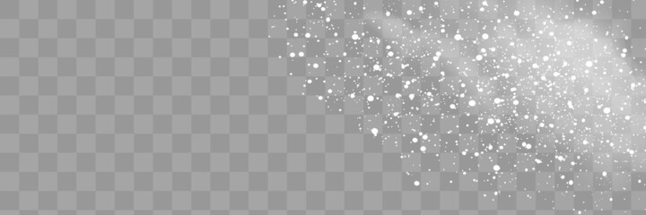 Wall Mural - Realistic falling snowflakes. Isolated on transparent background. Vector illustration