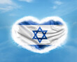 Israel flag inside heart in sky