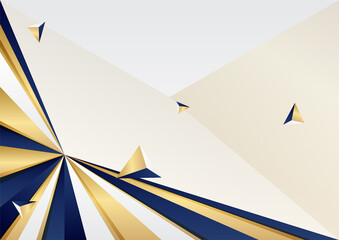 Poster - Abstract blue and gold white background with gold threads. Abstract polygonal pattern luxury dark blue with gold.