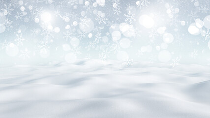 Poster - 3D Christmas background with snowy winter landscape