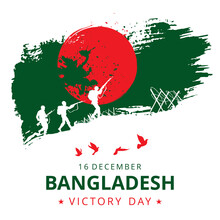Illustration Of Flag Of Bangladesh And Soldiers, Happy Victory Day Banner, Vector