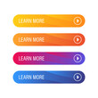 © cosmic_pony - Set, collection of colorful trendy learn more buttons, icons for modern web design.