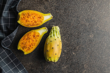 Poster - Raw prickly pears. Opuntia or indian fig cactus.