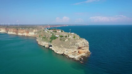 Wall Mural - Tip of Cape Kaliakra on the Black Sea coast in Bulgaria, 4k drone video