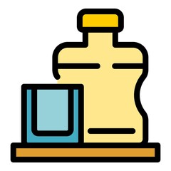 Sticker - Whiskey bottle icon. Outline whiskey bottle vector icon color flat isolated