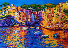 Original Oil Painting. Amalfi Coast. Modern Art.
