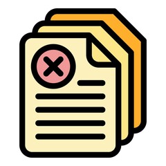 Canvas Print - Cancel docs icon. Outline cancel docs vector icon color flat isolated