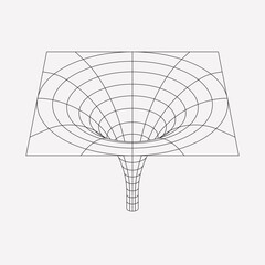 Black hole wireframe geometric shape. Line design, editable strokes. Vector illustration, EPS 10