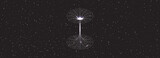 Fototapeta Perspektywa 3d - Wormhole funnel on universe background. Black hole, singularity. Line Vector illustration, EPS 10