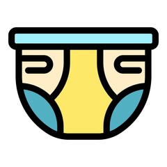 Sticker - Baby care diaper icon. Outline baby care diaper vector icon color flat isolated