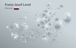 Franz Josef Land map administrative division separates regions and names, design glass card 3D vector
