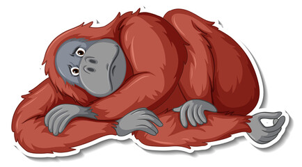 Sad orangutan animal cartoon sticker