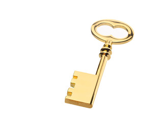 metal golden key isolated on white